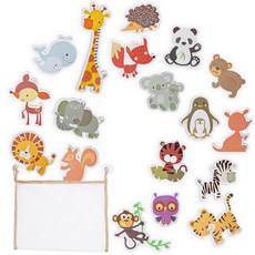 AttiRabbit 嬰幼兒戲水洗澡貼紙玩具 + 網袋收納套組, 1組, 動物