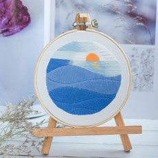 法式刺繡材料包組合, 1套, 夕陽大海