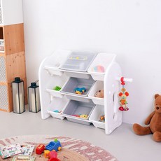 미루 유아용 초이스 3단 와이드애니 장난감 정리함, 그레이, 1개