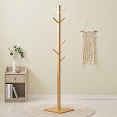 YEDAUM 路易斯實木方形底座立式衣架, 原木色