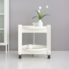 마켓비 빙그리 원형 트롤리, 화이트, 2단