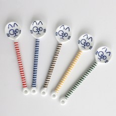 LocoLiviing 陶瓷湯匙5件組 貓咪, 1套, 混合顏色