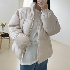 플랜데이 여성용 오버핏 빵빵한 파스텔 스트링 숏 패딩