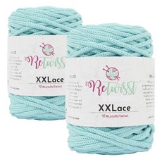 ReTwissT XXLace再生棉混紡編織繩線, 5013薄荷綠, 65m, 2入