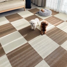 딩동펫 반려동물 블럭 카페트 2종 x 10p, 브라운, 아이보리