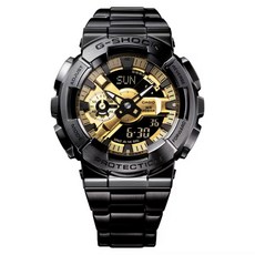 CASIO 卡西歐 G-SHOCK 人氣雙顯 風貌升級 玩酷黑金 金屬錶圈錶帶 GM-110BD-1A9 48.8mm