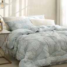 FLORA 龜背芋超細纖維韓式薄被套組, 薄荷綠