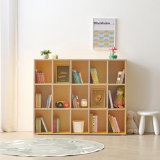 퍼닉에스엠 아동용 동그리 1200 책장, 옐로우, 3단