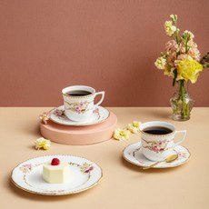 LIHAN Flamor Rose Clara 咖啡杯+碟套組, 混色, 2套