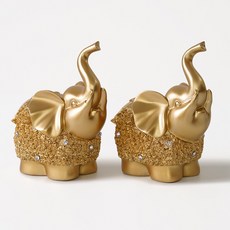 早晨香氣 黃金大象裝飾品 2入, 金色