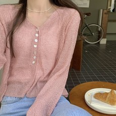 아이엠몽 여성용 미티포 시스루 베이직 긴팔 가디건