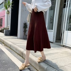 LKH A字百褶針織長裙