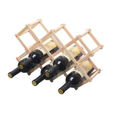 Aroi折疊式木質酒架架 10格, 木色, 1個