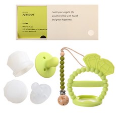 Dailylike BonBon誕生石安撫奶嘴固齒器組, 橄欖石(8月), 第2階段(4個月以上), 1組