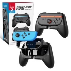 JOYTRON 任天堂 Switch 通用 Joy-Con 2 遊戲握把 Together 2入組, 黑色, 1個, SW2-GRIP06