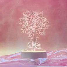 LED 무드등 감성 인테리어 3D 조명 7색 장미, 혼합색상