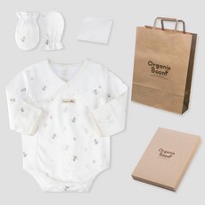 Organic Boom 嬰幼兒用 青龍年生肖 龍年生肖 夏季用 新生兒連身衣 + 防抓手套 + 手帕 + 購物袋 + 禮盒套組