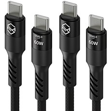 Sinjimoru 鍍錫防斷裂強化 60W C to C PD 高速充電線, 2m, 黑色, 2個