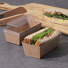 PR 牛皮紙三明治容器 100入 + 蓋子 100入 套組 牛皮紙 15-1號, 1個