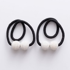 지앤와이 珍珠磁吸窗簾綁帶, 2個, 黑色