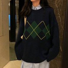 soleil 女性學院風菱格紋針織衫