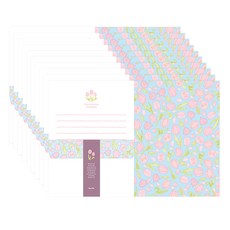 From&To Urban Flower 信紙 1款設計 4張 + 信封 2個 + 封條套組 FL111-4, 10套, 混合色