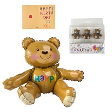 小熊生日蠟燭氣球組, 1套, 混色