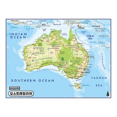 Map.Come 澳大利亞地形圖塗層 110 x 78cm, 1個