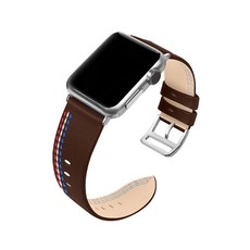 4YOU 애플워치 스티치 레더 스트랩, 다크브라운