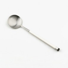 Bogen 方形雙色銀色餐具甜點匙, 白色, 1個