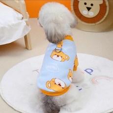 Coco studio 狗狗哈囉熊刷毛胸背帶T恤, 天空藍, 1個