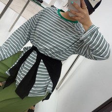 보리 배색 ST 단가라 오버핏 티셔츠 임부복 Mu029