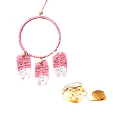 컬러 마크라메 드림캐쳐 LED형, 핑크