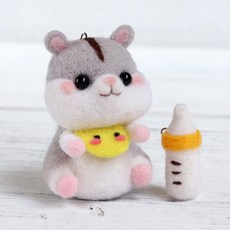 ARTJOY 羊毛氈動物娃娃DIY組, 1組, 奶瓶倉鼠款