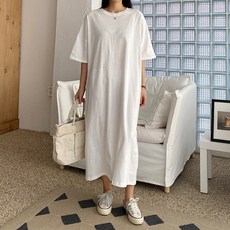 린다샵 통기성 카리센 라운드넥 기본 무지 박스 통 원피스 cpops9772k42