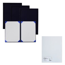 ECO Chungwoon 絲絨獎狀夾 A4 4p + PP名片L型文件夾 A4 10p 套組, 海軍藍(外殼), 透明(文件夾), 1套