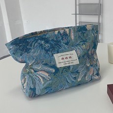 波浪翻滾的復古油畫花方形化妝包