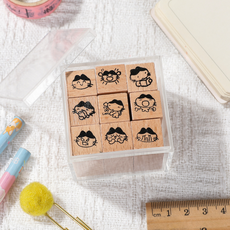 Ilsangsokbanzzak 可愛貓咪手帳裝飾用印章9件組, 1套, 單一顏色