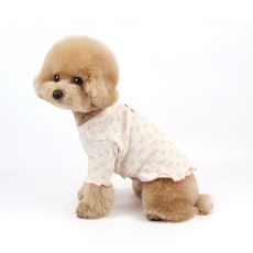 그루밍독 반려동물 강아지 곰돌이 물결 실내복 티셔츠, 핑크, 1개