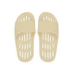 Shabas 韓國製柔軟平底排水浴室拖鞋, 砂米黃, 1個