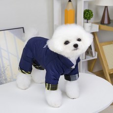 PASTEL PET 寵物好運鋪棉連身衣, 海軍藍, 1個