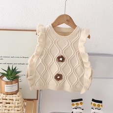 Uvelry 兒童用 Atoki 立體麻花編織花朵針織冬季背心