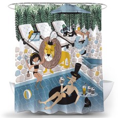 現代徒步浴簾 夏季 165 x 180 cm, 1個, 多色(混合)