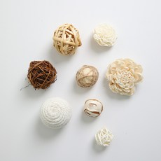 DAEHAN 自然風拍攝道具藤球裝飾擺飾 桌面佈置裝飾品 基礎8件組, 混合顏色