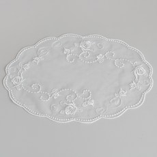 블루밍앤미 로즈 도트 레이스 타원형 매트, 대(33 x 22)cm, 1개
