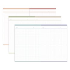 Pandamong 雙頁記事本 A4 3件組, 珊瑚樹莓、綠茶棕、雲紫, 1套