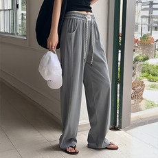 Chic Fox 女款丹寧觸感萊賽爾寬版鬆緊帶長褲 52PT413