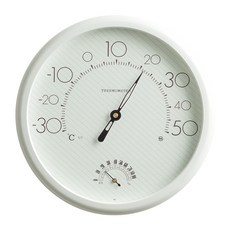 FLaITO 圓形溫濕度計 26cm, 白色的, 1個