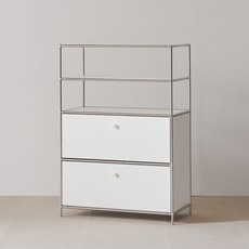 룸앤디 뉴모던 미드센츄리 모듈 서랍 선반 수납장 800 4단 M13 방문설치, 화이트