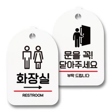 指示牌 標示牌 白色 S7_112 2件組, 1套, 洗手間右側, 請務必關門